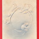 Antique JAPAN Japanese Art Postcard New Year Card Embossed Mouse Mice #EA313