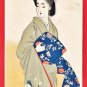 1909 Antique JAPAN Japanese Art Postcard Geisha Woman Beauty Kimono Obi #EA333