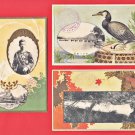 1909 Set of 3 JAPAN Japanese Embossed Art Postcards Folder Emperor Taisho Cormorant Fishing #EE32