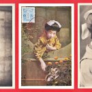 Set of 3 Antique JAPAN Japanese Hand Colored Postcards Geisha Girl Big Bow Hair Kimono #EG138 Set of 3 Antique JAPAN Japanese Hand Colored Postcards Geisha Girl Big Bow Hair Kimono #EG138