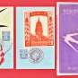 1936 Set of 2 Japanese Art Postcards Woodblock Prints Japan Manchukuo Postal Treaty #EO39