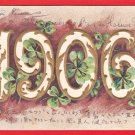 1906 JAPAN Japanese Embossed Art Postcard To Qing Dynasty Hankou Four-Leaf Clovers #EA352 1906 JAPAN Japanese Embossed Art Postcard To Qing Dynasty Hankou Four-Leaf Clovers #EA352