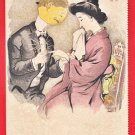Antique JAPAN Japanese Humor Art Postcard Gentleman Lady Engagement Ring #EA358 Antique JAPAN Japanese Humor Art Postcard Gentleman Lady Engagement Ring #EA358