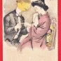 Antique JAPAN Japanese Humor Art Postcard Gentleman Lady Engagement Ring #EA358