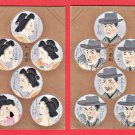 1900s JAPAN Japanese Humor Art 2 Postcards Woman Man 6 Faces Facial Expressions #EA363
