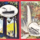Set of 2 Antique JAPAN Japanese Art Postcards N.Y.K S.S. "BINGO MARU" Ocean Liner Ship #ET19