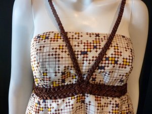 Ladies thai silk print  babydoll dress SMALL