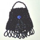 Black Beaded Knitted Vintage Style Doll Pocketbook