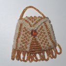 Amber & Ecru Knitted Beaded Vintage Style Doll Pocketbook