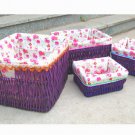 34604 willow baskets with purple colour and lining(4pcs for one set)