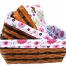 34603 willow and wood baskets with lining (4pcs for one set)