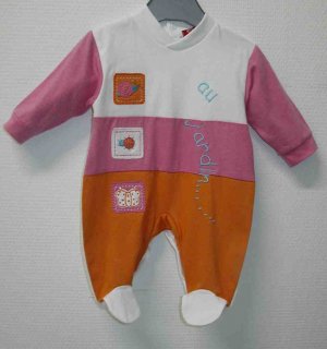 JARDIN Long sleeved, covered toe velour bodysuit- 6M, Imported from France, FREE SHIPPING