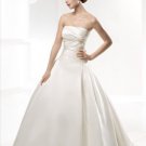 Satin Strapless Rouched Bodice with Ball Gown Skirt Simple 2010 Fashion Wedding Gown 201026