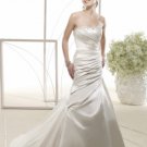 Satin Strapless Rouched Bodice with Mermaid Skirt and Sweep Train 2010 New Bridal Dress 201015