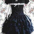 Cotton Black Short Sleeves Ruffles Lace Lolita Dress LD0265