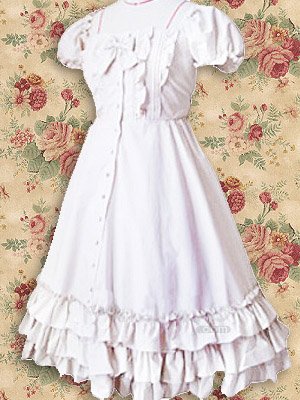 Cotton White Short Sleeves Ruffle Lolita Dress LD0273
