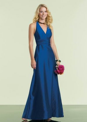 Halter Floor Length Taffeta LBD0077