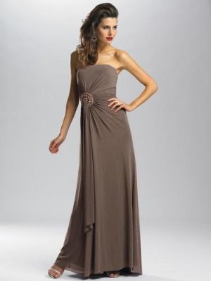 Floor Length Flat neck Satin&Chiffon LBD0080