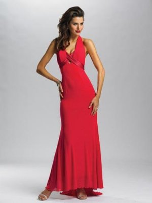 Floor Length Halter neck Satin&Chiffon LBD0083