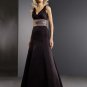 V-neck Satin Banded Floor Length LBD0121