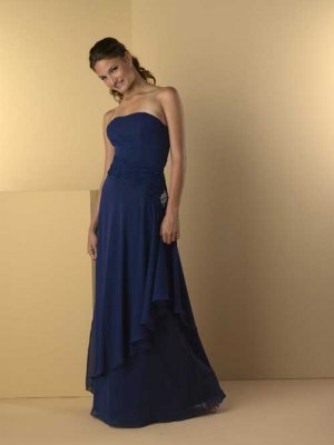 Flat neck Floor Length Satin&Chiffon LBD0232