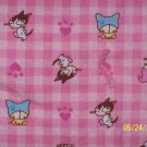 Pink and White Kitty Blanket fabric close-up