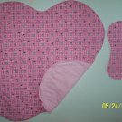 Pink and White Kitty Blanket and Burp Cloth Set