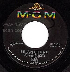 NM MGM 45 K 13237 + PS CONNIE FRANCIS Be Anything~Tommy