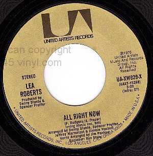 NM UA-XW626-X LEA ROBERTS All Right Now/All Over Again