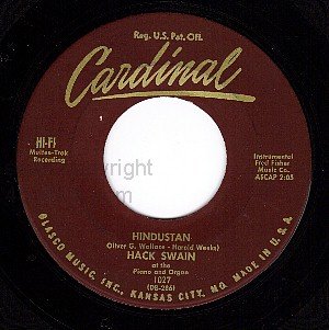 CARDINAL 1027 45 HACK SWAIN Hindustan ~ Wabash Blues