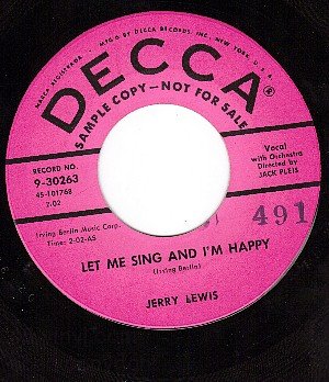 PROMO DECCA 30263 JERRY LEWIS Let Me Sing And I'm Happy