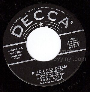NM DECCA 45 29809 FOUR ACES Sndtrk Meet Me In Las Vegas