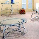 Chrome round coffee table with glass top 7442