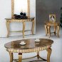 Marble top coffee table in gold finish. Other pieces sold separa