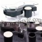 S Shape Coffee Table Set w/2 stools and storages / Pandor(black)