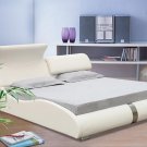 Modern White leather Stella platform bed (full size)