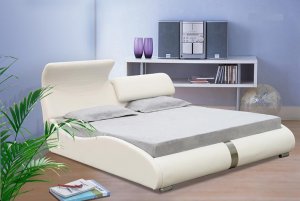 Modern White leather Stella platform bed (full size)