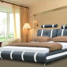 Modern leather Black & White Cleopatra platform bed (King Size)
