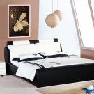 Louis Modern black & white leather Platform Bed (Queen size)