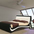 Modern leather black & white Donna platform bed (Full size)