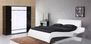 Modern White Leather Platform Bed Gaga (Full size)