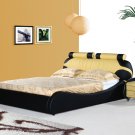Yukatan Modern Leather Black & orange platform bed (Full size)