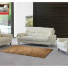Almond Half Top Grain Leather Living Room 3pc Sofa Set