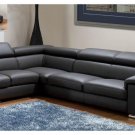Angel Dark Grey Italian Leather Sectional Sofa