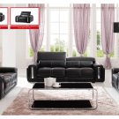 Black Modern Living Room Set Leather