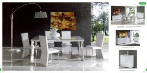 Coco Modern Dining Set White with Leather Accent