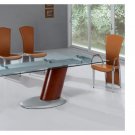 Comet Contemporary Extendible Glass Dining Room Set w/Metal Base