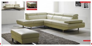 Full Italian Leather Sectional Sofa with Adjustable Headrests