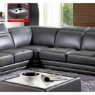 Grey Italian Leather Sectional with Adjustable Headrests