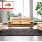 Italian Leather Living Room Set with Adjustable Arms Beige color